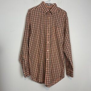 Peter Miller Men’s Orange Checkered Long Sleeve Button Down Shirt. Size Large.
